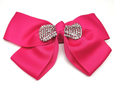 

LOOK NEW Hot Pink Hair Bow Diamante Clip Hair Clip(Pink)