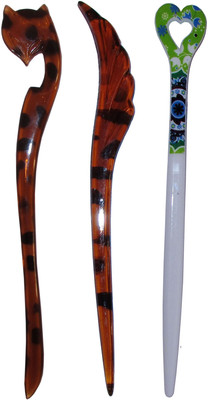 

Peacock Combo of Multi Color Juda Sticks Bun Stick(Multicolor)