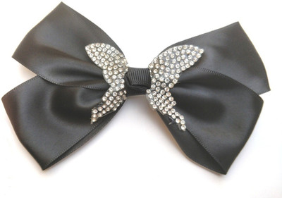 

LOOK NEW Black Butterfly Diamante Hair Bow Clip Hair Clip(Black)