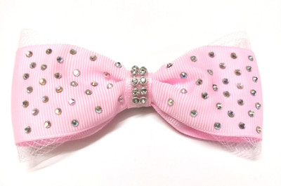 

LOOK NEW Pink Hair Bow Diamante Clip Hair Clip(Pink)