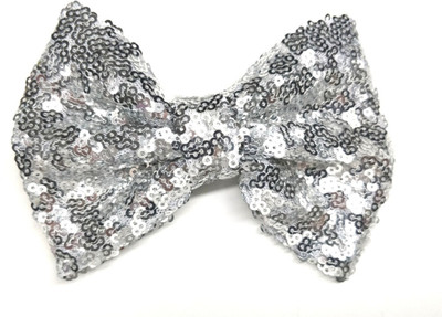 

LOOK NEW Silver All Sequin Shiny Hair Bow Clip Hair Clip(Silver)