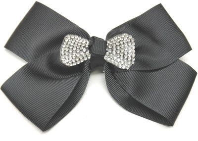 

LOOK NEW Black Hair Bow Diamante Clip Hair Clip(Black)