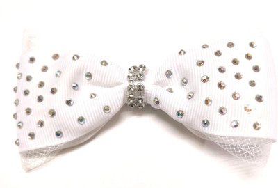 

LOOK NEW White Hair Bow Diamante Clip Hair Clip(White)