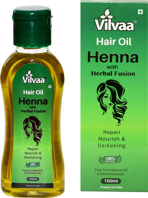 

Vilvaa Hair Oil Henna with Herbal Fusion (Repair Nourish & Darkening, 100 % Natural) 100ml - Hair Oil(100 ml)