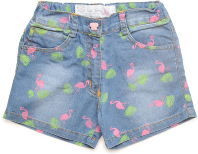 

LITTLE KANGAROOS Short For Girls Casual Self Design Cotton(Light Blue, Pack of 1