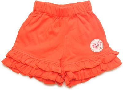 

LITTLE KANGAROOS Short For Girls Casual Self Design Cotton(Orange, Pack of 1, Coral