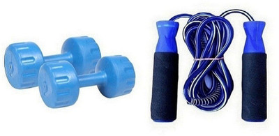 

HEALTH FIT INDIA BLUE COLOR 3KG VINYL PLASTIC DUMBELL AND BLUE COLOR BEARING SKIPPING ROPE Gym & Fitness Kit
