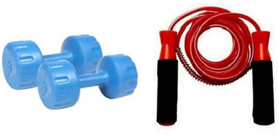 

Venom BLUE COLOR 4KG VINYL PLASTIC DUMBELL AND RED COLOR BEARING SKIPPING ROPE Gym & Fitness Kit