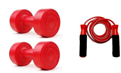 

FACTO POWER RED COLOR 5KG VINYL PLASTIC DUMBELL AND RED COLOR BEARING SKIPPING ROPE Gym & Fitness Kit