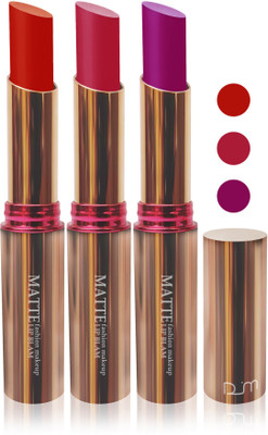 

Femina09 velvet matte lady blam Enriched with Vitamin E lipstick women fashion color cosmetics makeup combo set of 3(red red pink blue purple)