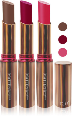 

Femina09 velvet matte lady blam Enriched with Vitamin E lipstick women fashion color cosmetics makeup combo set of 3(coffice brown d rose pink l rose pink)