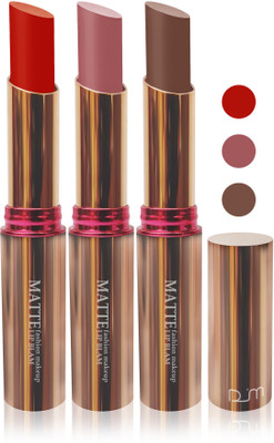 

Femina09 velvet matte lady blam Enriched with Vitamin E lipstick women fashion color cosmetics makeup combo set of 3(red l pink brown coffie brown)