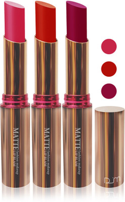 

Femina09 velvet matte lady blam Enriched with Vitamin E lipstick women fashion color cosmetics makeup combo set of 3(red l rose pink d rose pink)