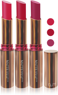 

Femina09 velvet matte lady blam Enriched with Vitamin E lipstick women fashion color cosmetics makeup combo set of 3(d pink l rose pink red pink)