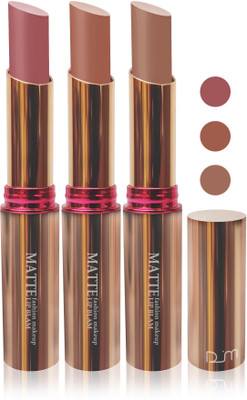 

Femina09 velvet matte lady blam Enriched with Vitamin E lipstick women fashion color cosmetics makeup combo set of 3(l coffice brown l pink brown l brown, 15 g)