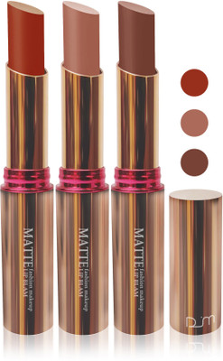 

Femina09 velvet matte lady blam Enriched with Vitamin E lipstick women fashion color cosmetics makeup combo set of 3(l brown brown red brown)