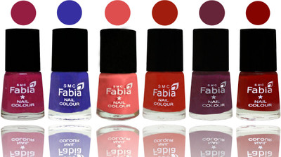 

Fabia Exclusive Nail Polish Cherry Blossom-Shock Blue-Salmon-Shock Orange Red-Mulberry-Bold Red(Pack of 6)