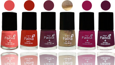 

Fabia Exclusive Nail Polish Salmon-Shock Orange Red-Mulberry-Gold-Raspberry-Boysenberry(Pack of 6)