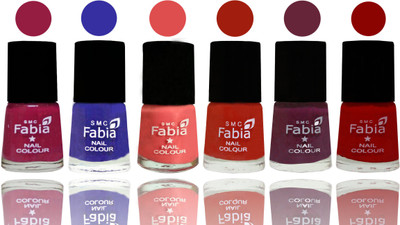 

Fabia Exclusive Nail Polish Cherry Blossom-Shock Blue-Salmon-Shock Orange Red-Mulberry-Red(Pack of 6)