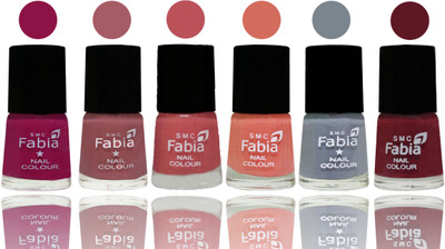 

Fabia Exclusive Nail Polish Raspberry-Lip-Bazooka Joe-Light Peach-Wild Gray Yonder-Jam(Pack of 6)
