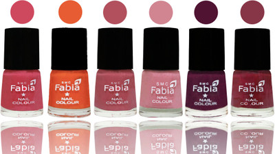 

Fabia Exclusive Nail Polish Shock Pink-Sour Orange-Mauve Pink-Rose-Boysenberry-Wine Red(Pack of 6)