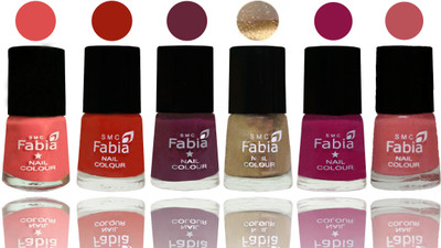 

Fabia Exclusive Nail Polish Salmon-Shock Orange Red-Mulberry-Gold-Raspberry-Bazooka Joe(Pack of 6)