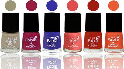 

Fabia Exclusive Nail Polish Tan-Cherry Blossom-Shock Blue-Salmon-Shock Orange Red-Sour Orange(Pack of 6)