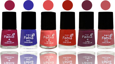 

Fabia Exclusive Nail Polish Cherry Blossom-Shock Blue-Salmon-Shock Orange Red-Mulberry-Peach(Pack of 6)