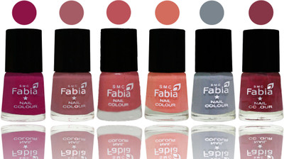 

Fabia Exclusive Nail Polish Raspberry-Lip-Bazooka Joe-Light Peach-Wild Gray Yonder-Wine Red(Pack of 6)