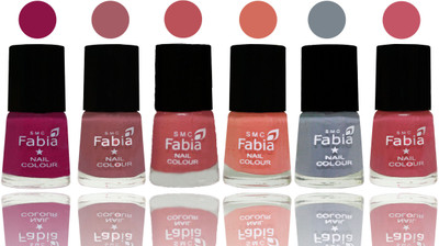 

Fabia Exclusive Nail Polish Raspberry-Lip-Bazooka Joe-Light Peach-Wild Gray Yonder-Light Pink(Pack of 6)