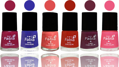

Fabia Exclusive Nail Polish Cherry Blossom-Shock Blue-Salmon-Shock Orange Red-Mulberry-Shock Pink Light(Pack of 6)