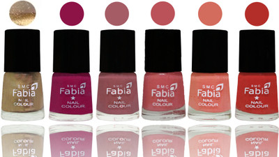 

Fabia Exclusive Nail Polish Gold-Raspberry-Lip-Bazooka Joe-Light Peach-Candy Orange(Pack of 6)