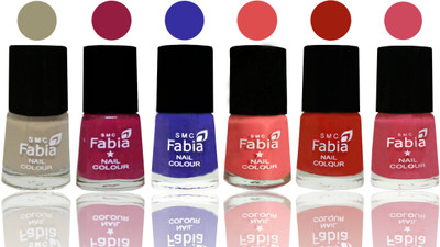

Fabia Exclusive Nail Polish Tan-Cherry Blossom-Shock Blue-Salmon-Shock Orange Red-Shock Pink(Pack of 6)