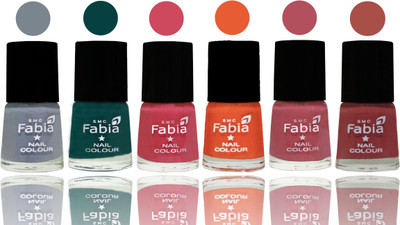 

Fabia Exclusive Nail Polish Wild Gray Yonder-Dark Green-Shock Pink-Sour Orange-Mauve Pink-Dark Peach(Pack of 6)