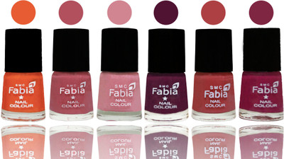 

Fabia Exclusive Nail Polish Sour Orange-Mauve Pink-Rose-Boysenberry-Peach-Dark Magenta(Pack of 6)