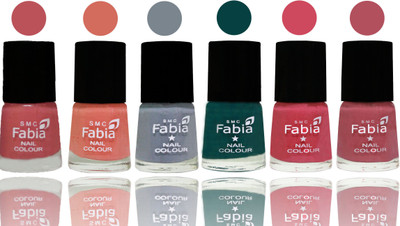 

Fabia Exclusive Nail Polish Bazooka Joe-Light Peach-Wild Gray Yonder-Dark Green-Shock Pink-Mauve Pink(Pack of 6)