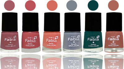 

Fabia Exclusive Nail Polish Lip-Bazooka Joe-Light Peach-Wild Gray Yonder-Dark Green-Coral(Pack of 6)