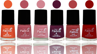 

Fabia Exclusive Nail Polish Sour Orange-Mauve Pink-Rose-Boysenberry-Peach-Red(Pack of 6)