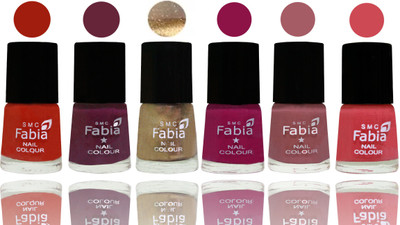 

Fabia Exclusive Nail Polish Shock Orange Red-Mulberry-Gold-Raspberry-Lip-Strawberry(Pack of 6)