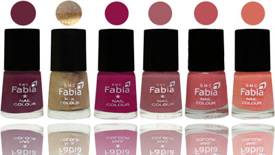 

Fabia Exclusive Nail Polish Mulberry-Gold-Raspberry-Lip-Bazooka Joe-Light Peach(Pack of 6)