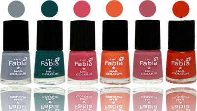 

Fabia Exclusive Nail Polish Wild Gray Yonder-Dark Green-Shock Pink-Sour Orange-Mauve Pink-Fire Orange(Pack of 6)