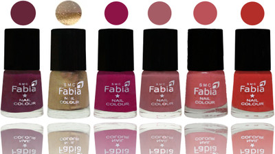 

Fabia Exclusive Nail Polish Mulberry-Gold-Raspberry-Lip-Bazooka Joe-Candy Orange(Pack of 6)