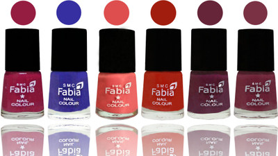 

Fabia Exclusive Nail Polish Cherry Blossom-Shock Blue-Salmon-Shock Orange Red-Mulberry-Plum(Pack of 6)