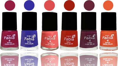 

Fabia Exclusive Nail Polish Cherry Blossom-Shock Blue-Salmon-Shock Orange Red-Mulberry-Sour Orange(Pack of 6)