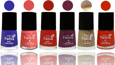 

Fabia Exclusive Nail Polish Shock Blue-Salmon-Shock Orange Red-Mulberry-Gold-Fire Orange(Pack of 6)