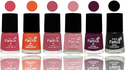 

Fabia Exclusive Nail Polish Shock Pink-Sour Orange-Mauve Pink-Rose-Boysenberry-Black(Pack of 6)