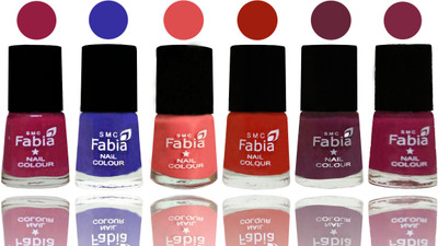 

Fabia Exclusive Nail Polish Cherry Blossom-Shock Blue-Salmon-Shock Orange Red-Mulberry-Dark Magenta(Pack of 6)