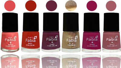 

Fabia Exclusive Nail Polish Salmon-Shock Orange Red-Mulberry-Gold-Raspberry-Lip(Pack of 6)