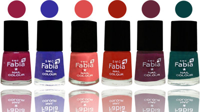 

Fabia Exclusive Nail Polish Cherry Blossom-Shock Blue-Salmon-Shock Orange Red-Mulberry-Dark Green(Pack of 6)