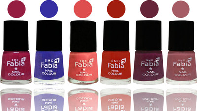 

Fabia Exclusive Nail Polish Cherry Blossom-Shock Blue-Salmon-Shock Orange Red-Mulberry-Lip(Pack of 6)